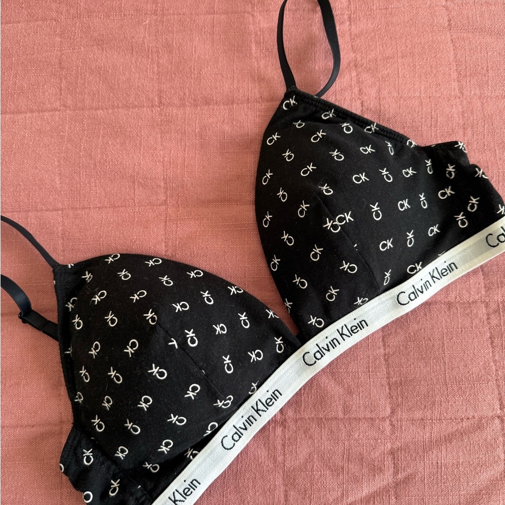 Calvin Klein Black and White Logo Bralette